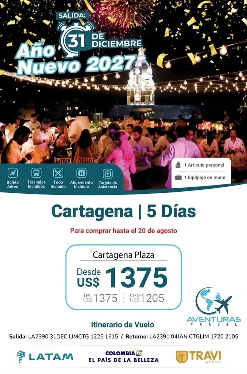 Año Nuevo 2027 en Cartagena - 5 Días / 4 Noches